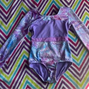 Rhinestone Purple and Blue Patterned Leotard